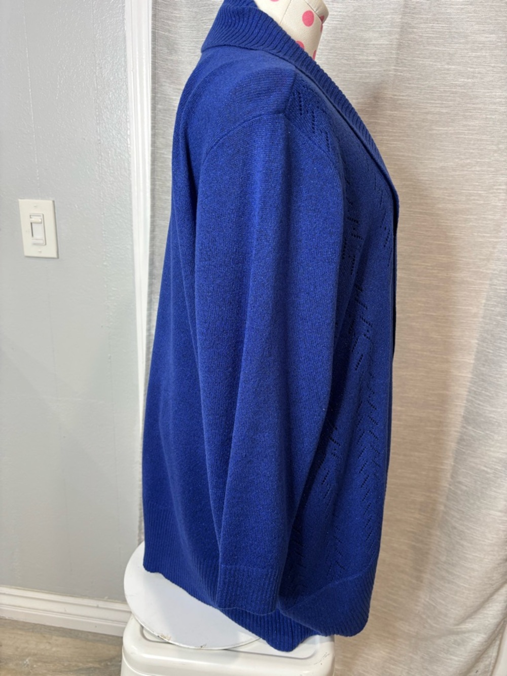 Laura Scott Royal Blue Open-Front Cardigan with Embellished Knit Top - Picture 5 of 7